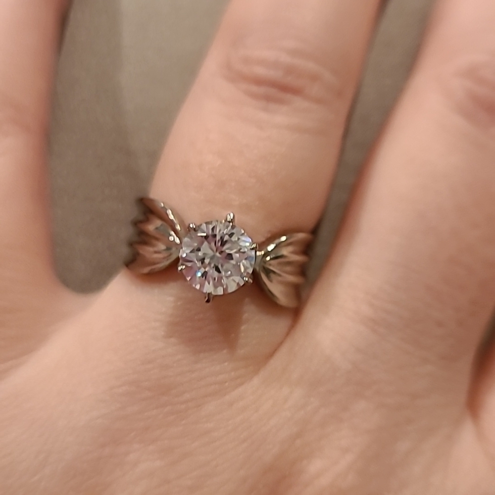 Cubic zirconia stainless steel wide band ring